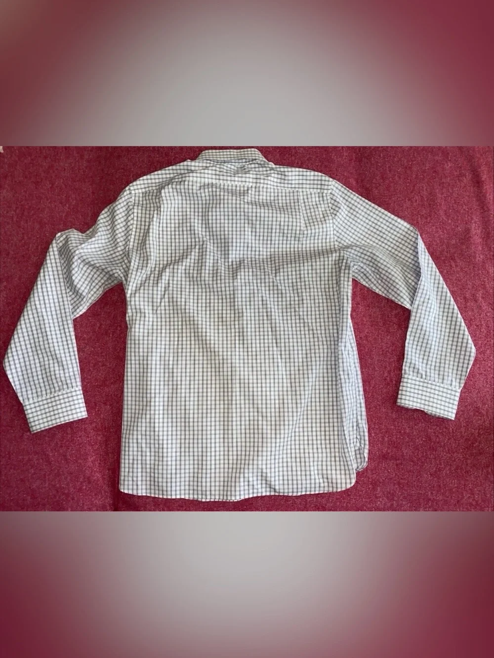 J. Crew Men's White Button-Down Shirt with Blue and Gray Windowpane